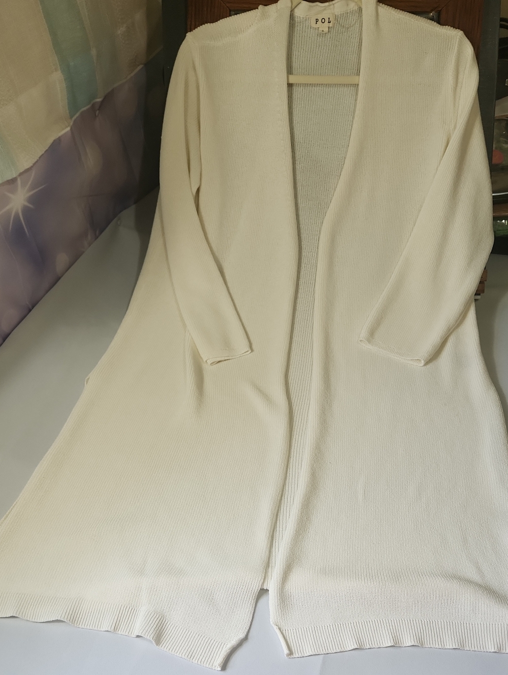 POL Long Open-Front Cream Knit Cardigan Exquisite!✨️✨️